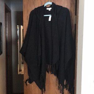 Hooded Black Poncho/  Cape. NWT